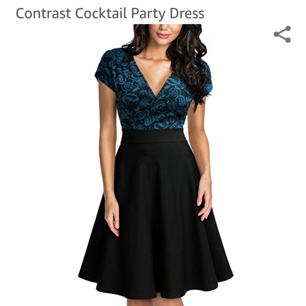 V-Neck elegant floral cocktail dress